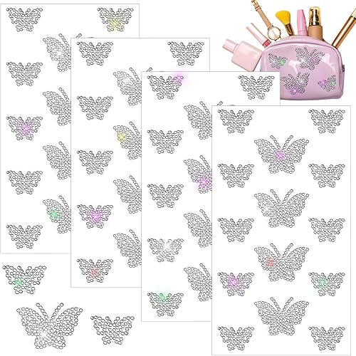 4 hojas de calcomanías de mariposa autoadhesivas con purpurina y diamantes de imitación de mariposa para decoración de Navidad, manualidades,
