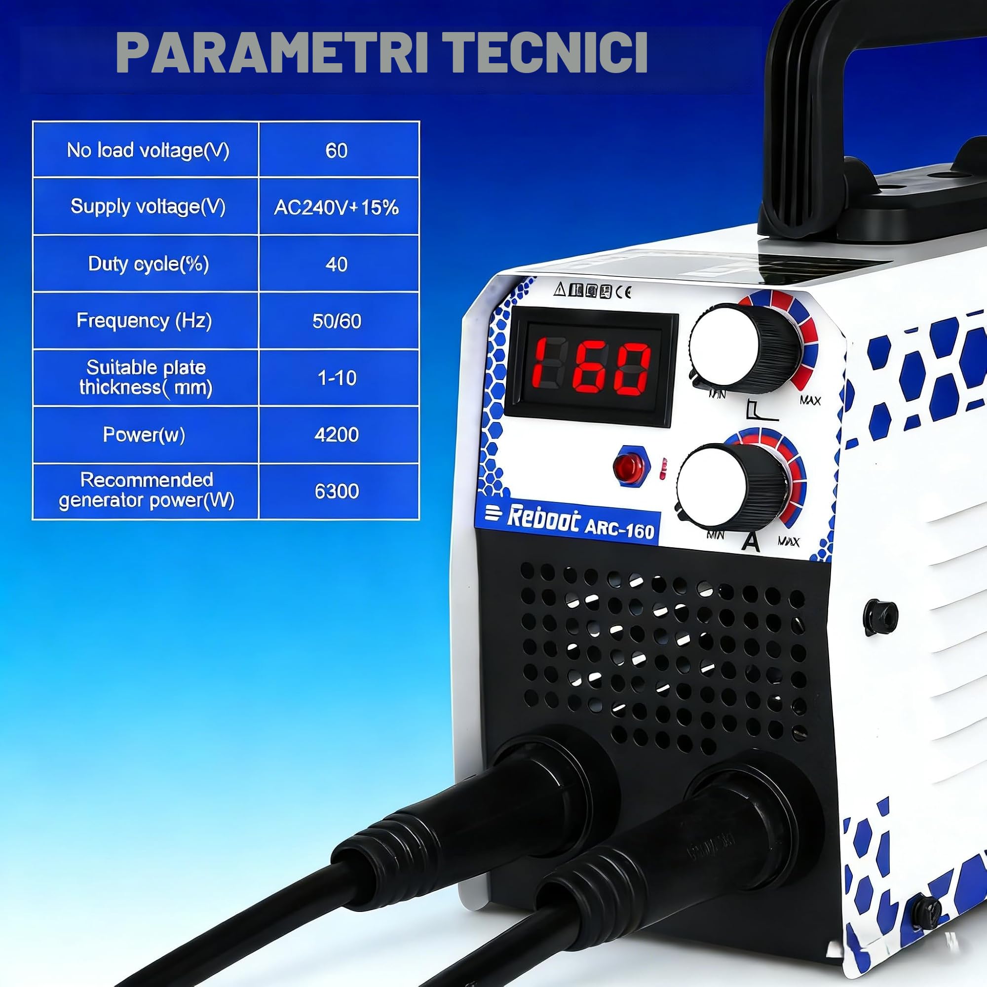 Reboot 2 IN 1 Saldatrice Inverter 160A IGBT – Saldatore ad Arco/MMA e LIFT TIG, Display LED, Portatile per Lavorazione Metalli, Fai Da Te e Lavoro Elettrico,ARC160