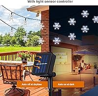 Vista 3 de Guirnalda de luces solares de copo de nieve, 50 LED de 23 pies, 8 modos, impermeable, funciona con energía solar, guirnalda de luces para patio