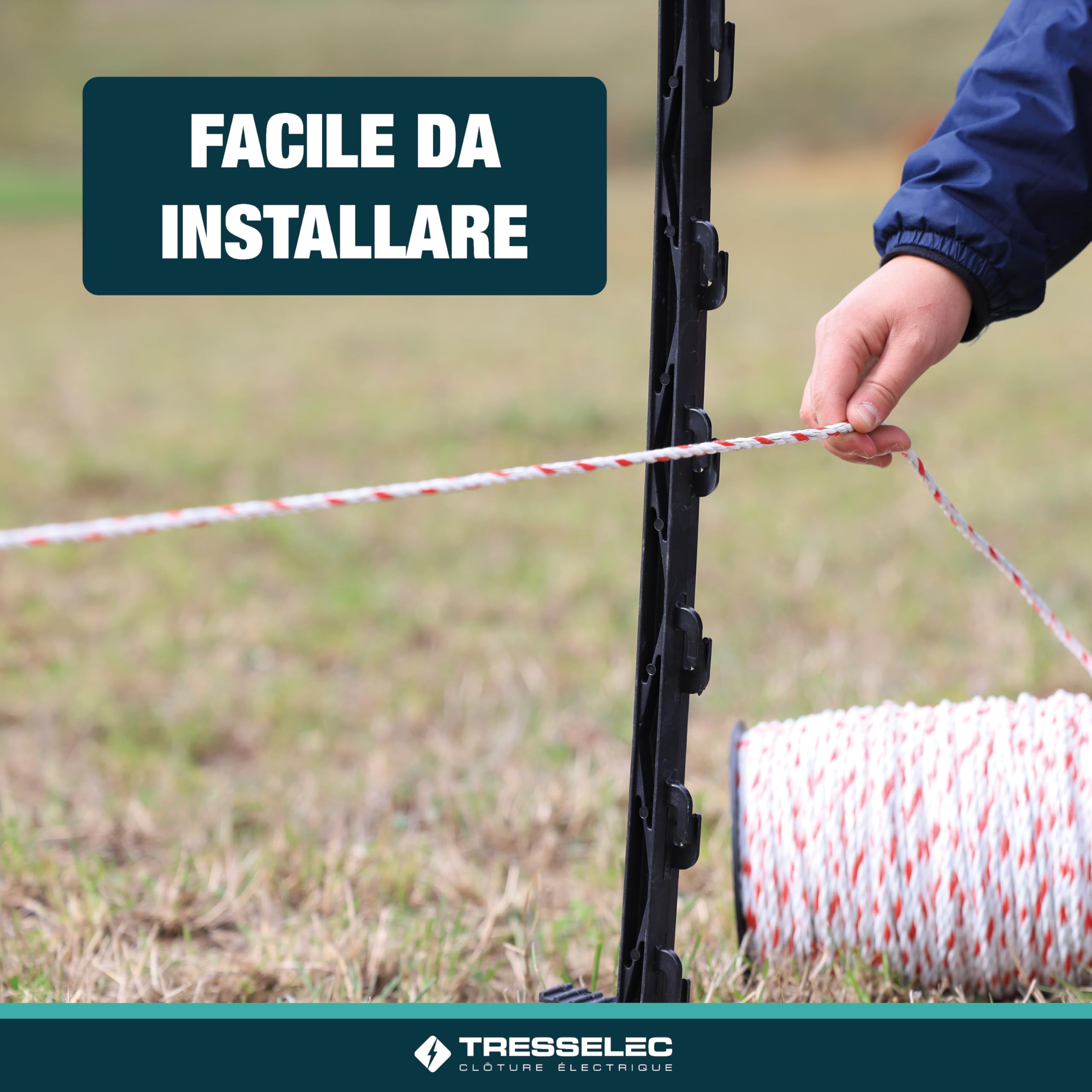 Filo per Recinto Elettrico Ø3 mm - Alta resistenza - 8 fili di acciaio inox Ø0,20 mm e 3 fili di rame Ø0,30 mm - Bobina 400m - Ideale per recintare mucche, pecore, capre e cavalli