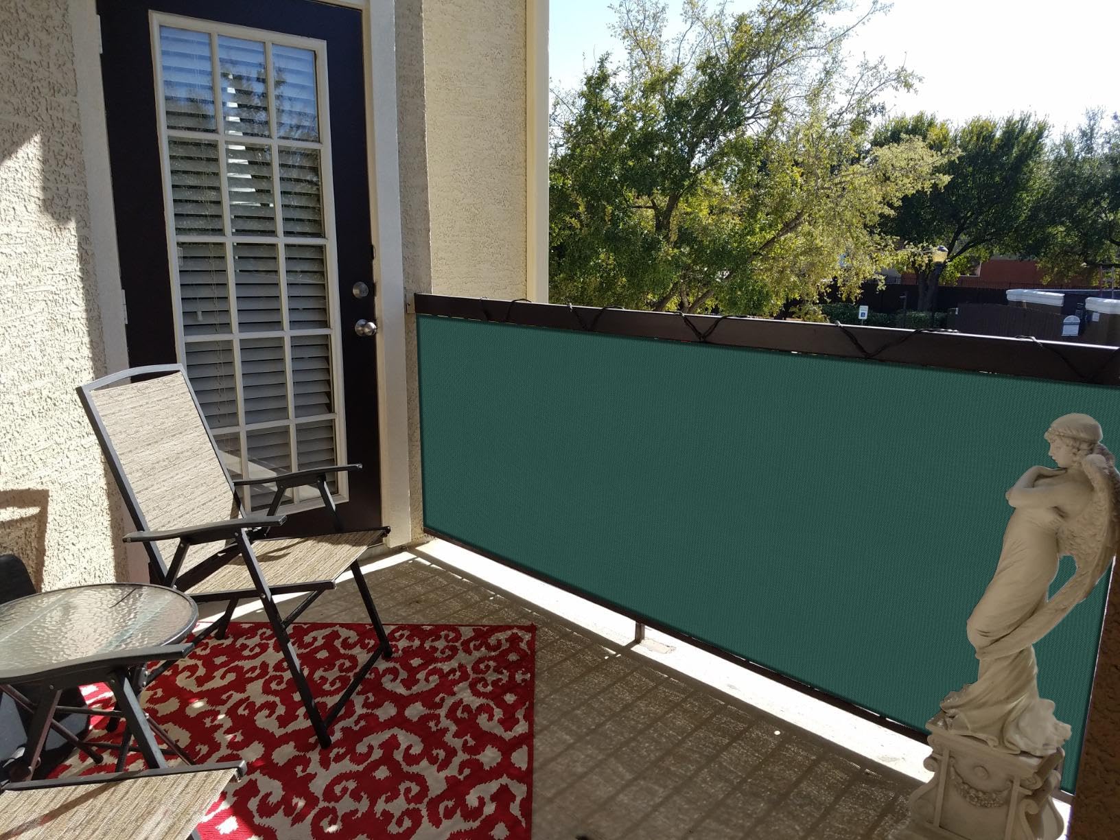 Sunnylaxx Frangivisto Balcone per Protezione 90x300 cm,Schermo Privacy,Recinzione Copertura per Privacy Balcone PES,per Balcone Giardino terrazza,con Occhielli e Fascetta, Verde Scuro