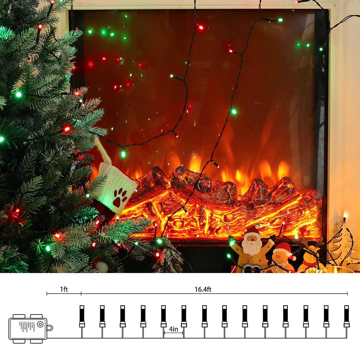 4 Pack Battery Operated Christmas Lights Red & Green and Set of 3 Christmas Lighted Gift Boxes image 4