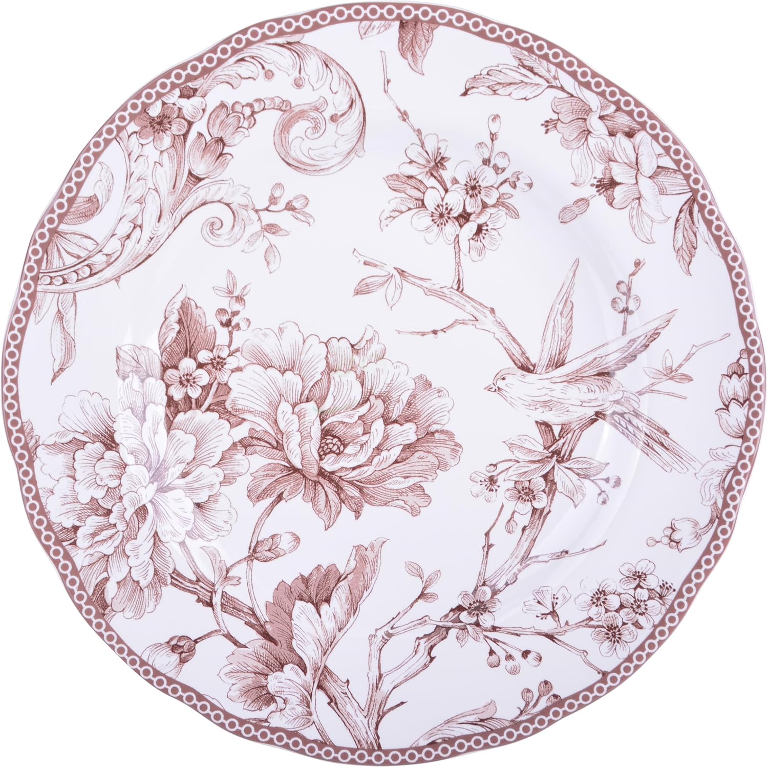 222 Fifth Adelaide Brown on White 12-Piece Dinnerware Set – Service for 4, Plate & Bowl Set,Durable Porcelain, Dishwasher Safe, for Everyday Dining & Entertainment - Image 7