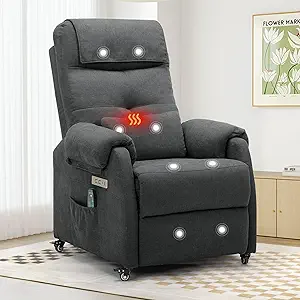 Power Recliner Chair for Adults with Massage and Heat, USB-C Charging, Small Space Design