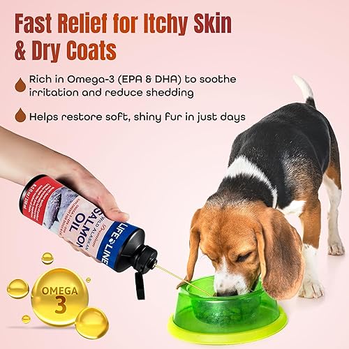 Vista 8 de Life Line Pet Nutrition Suplemento omega-3 de aceite de salmón salvaje de Alaska para piel y pelaje, apoya la salud cerebral, ocular y cardíaca