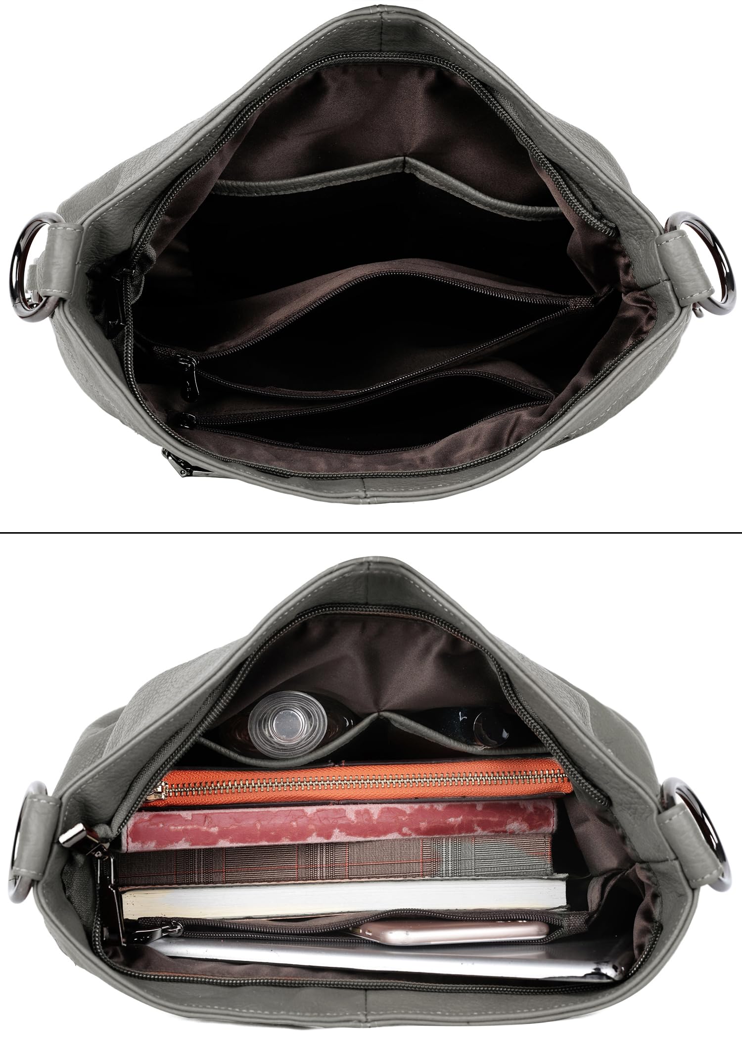 YALUXE Genuine Leather Shoulder Bags Stylish Hobo Handbags Purses Crossbody Bags for Women | Genuine Leather, Stylish: Grey 2.0