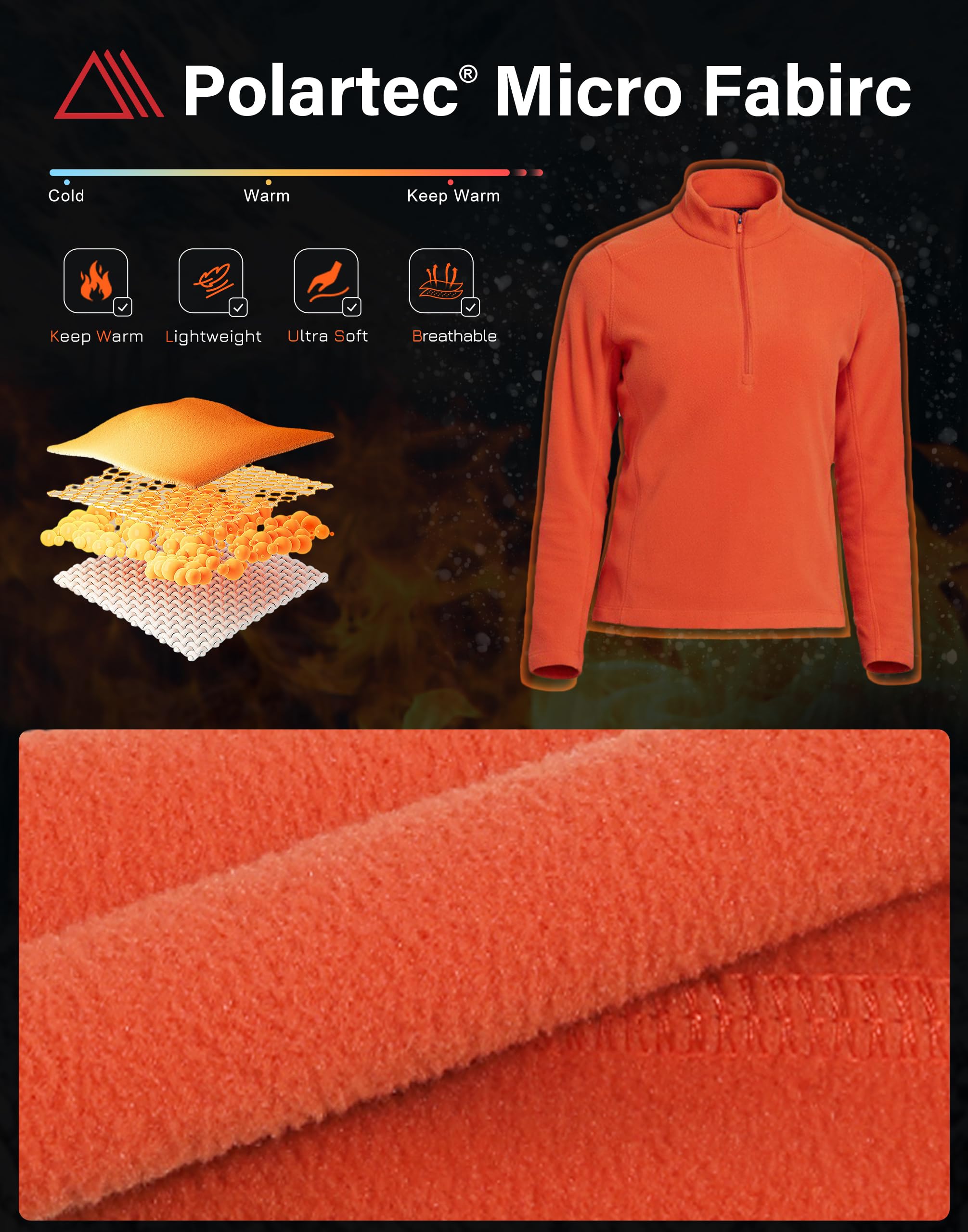 Pioneer Camp Fleecepullover Damen Half-Zip Polartec Micro Fleecejacke Als Extrem Wärmenden Und Leichten Base-Layer Für Outdoor-Sport Und Wandern