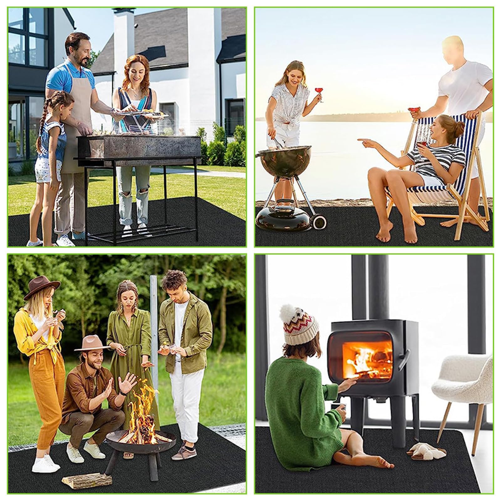 Tapis Ignifuge 120 x 100 cm pour Barbecue, Protection Thermique Réutilisable Sol