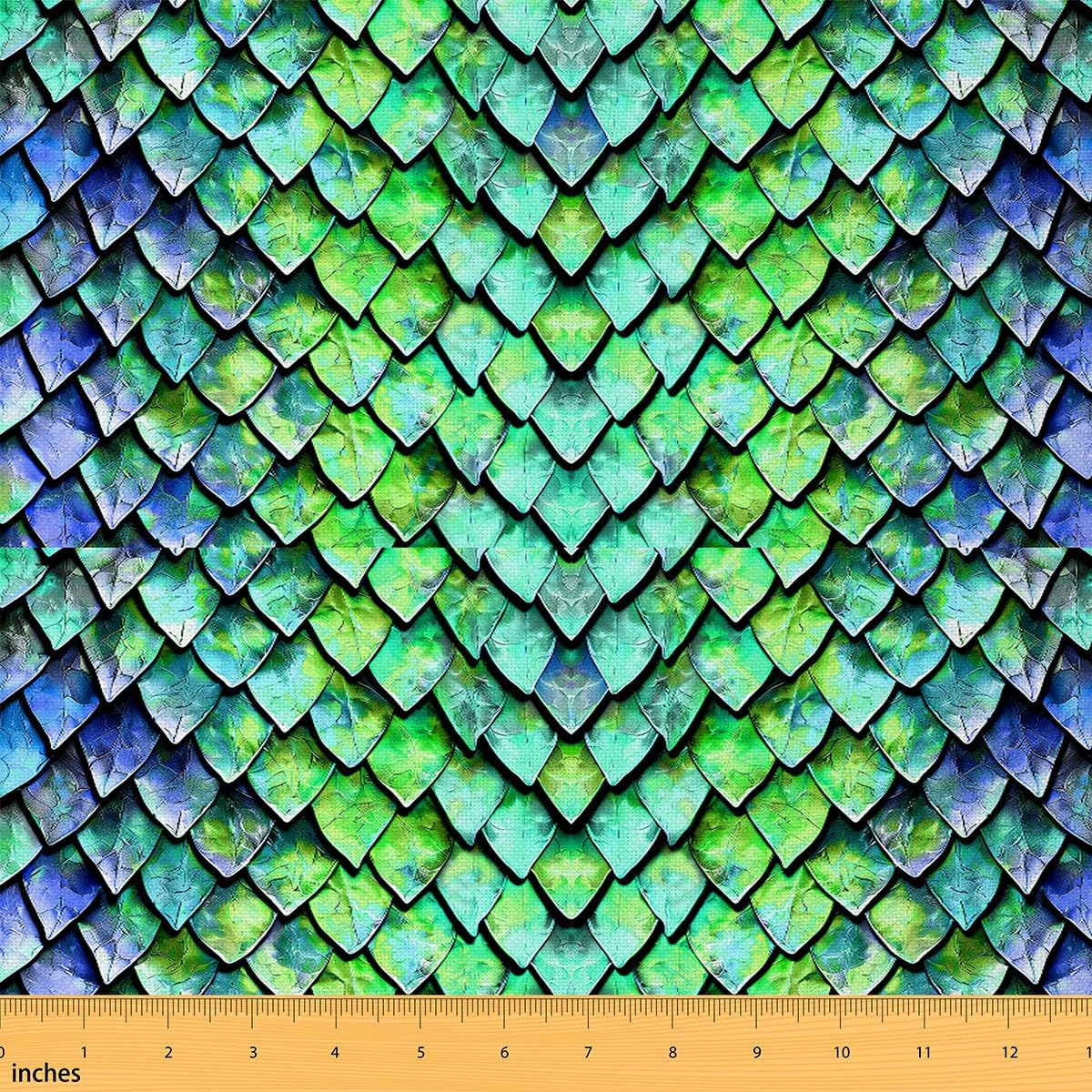 Homemissing Dragon Scale Upholstery Fabric for Chairs 10 Yards (L920*W150cm) Wild Animal Fabric by The Yard Glitter Psychedelic Animal Wild Safari Theme Green Blue Outdoor Fabric