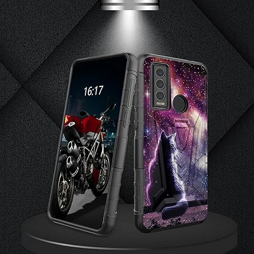 Miniatura 137 de AT&T Calypso 2 (U319AA) Funda con protector de pantalla de vidrio templado resistente con función atril integrado para debut de críquet, ciervo