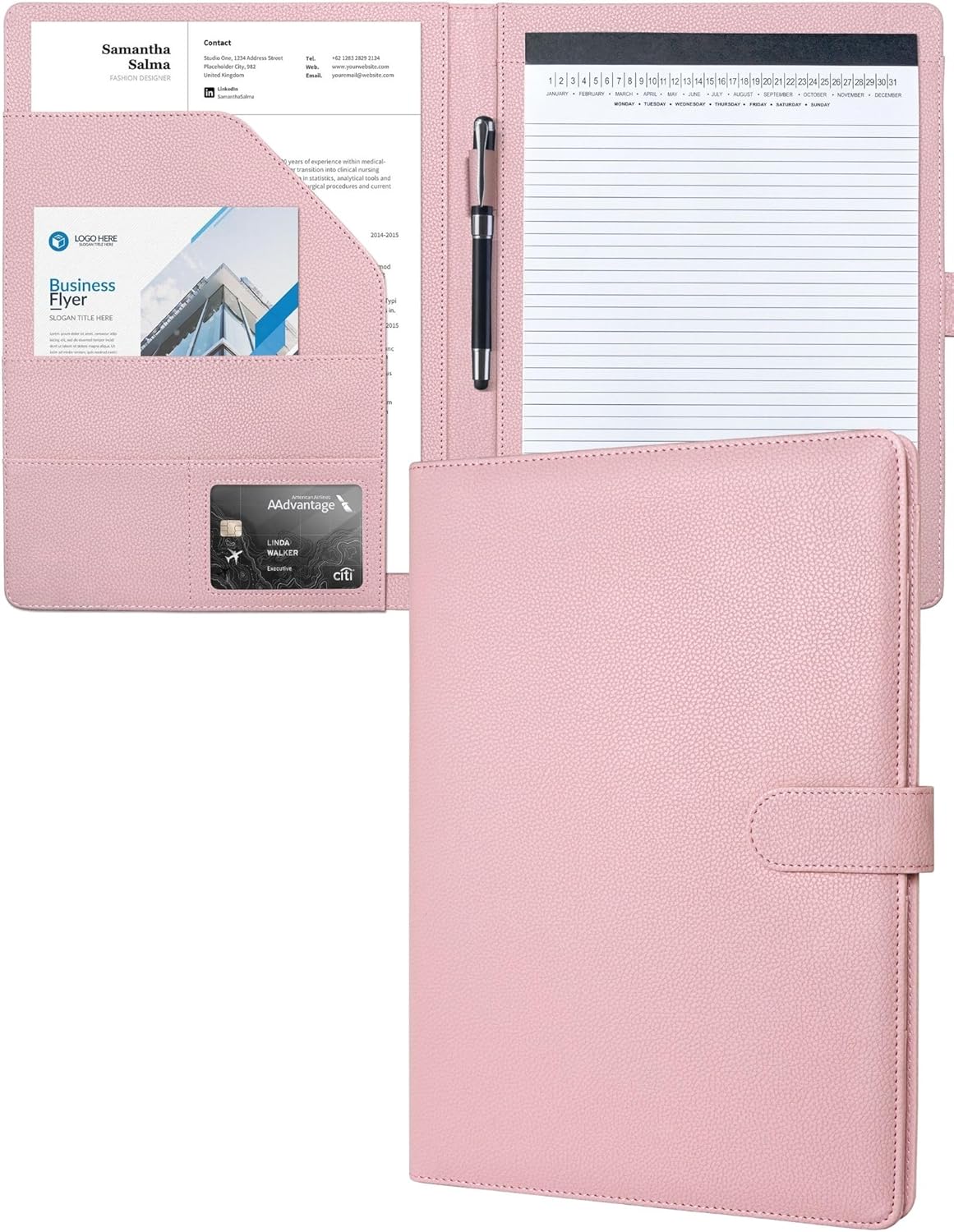 A5 Padfolio Ordner Mit Klemmbrett - Roter Lederlook Organizer