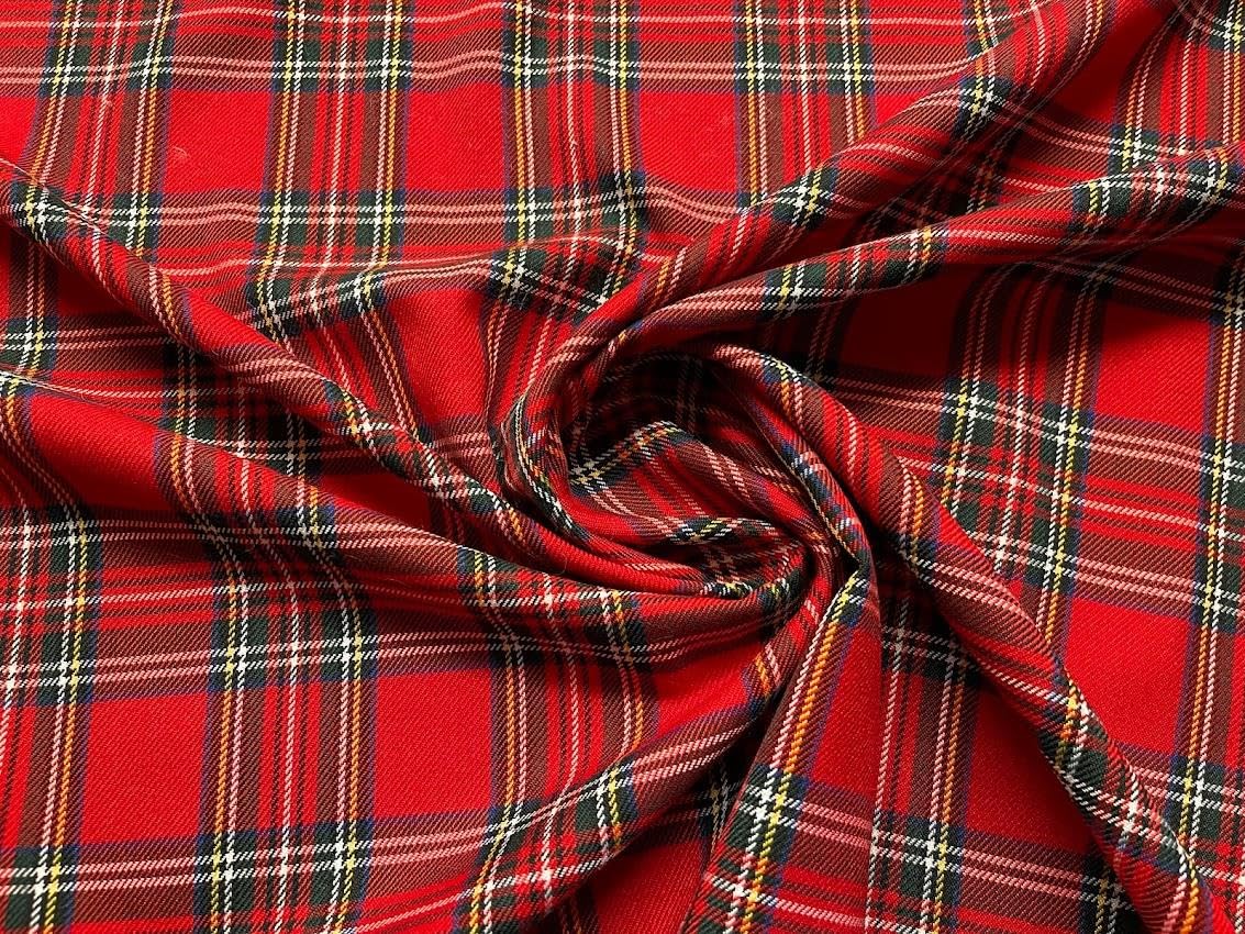 Scottish Tartan Check Fabric Material Design 19 Royal Stewart 1MTR