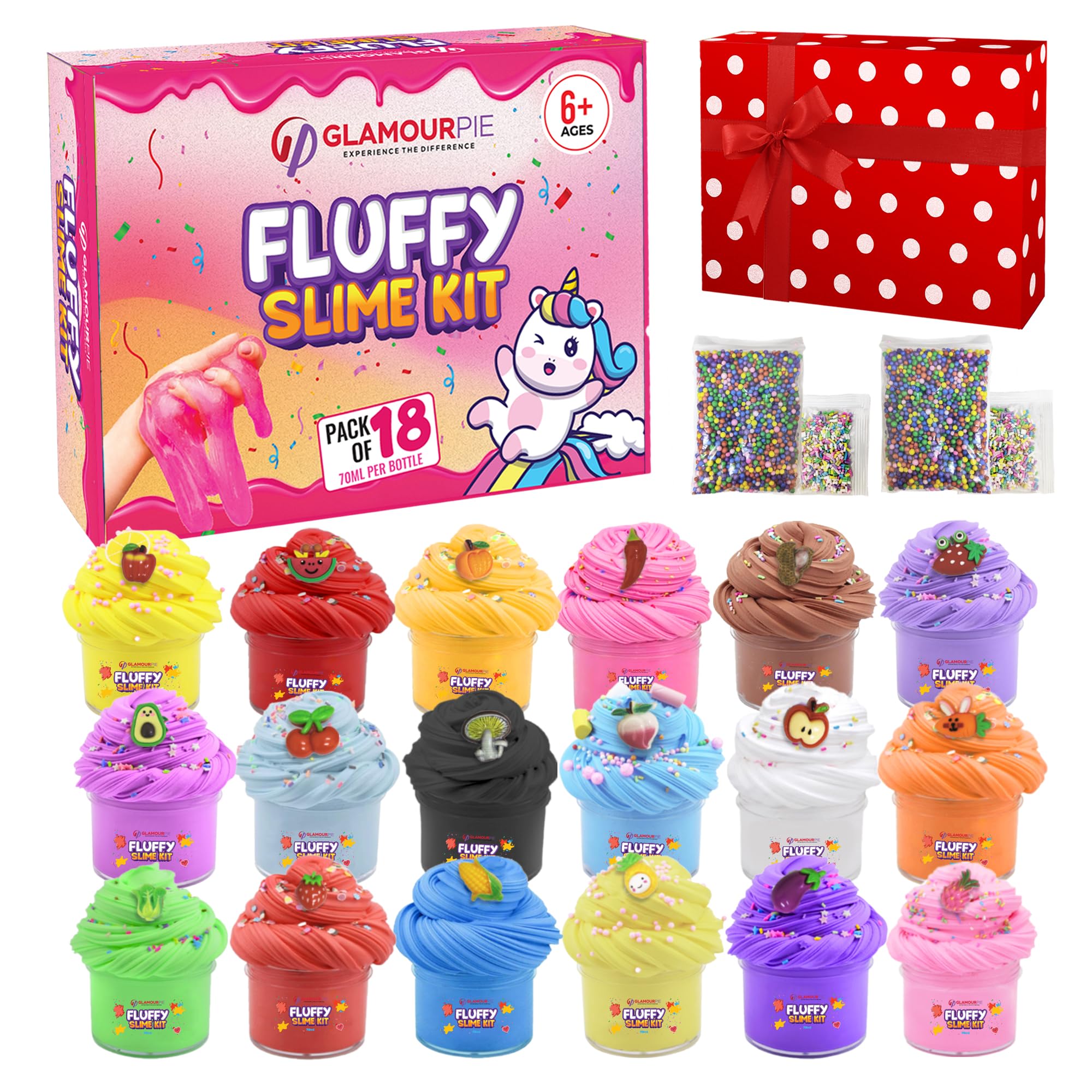 18 Packs Butter Fluffy Slime Kit for Kids Non Sticky Glossy & Scented Cloud Slime for Boys & Girls Toys Perfect for Party Favors & Stress Relief Toys for Girls(18x70ML) ุณูุงูู
ููุงุทูุงู