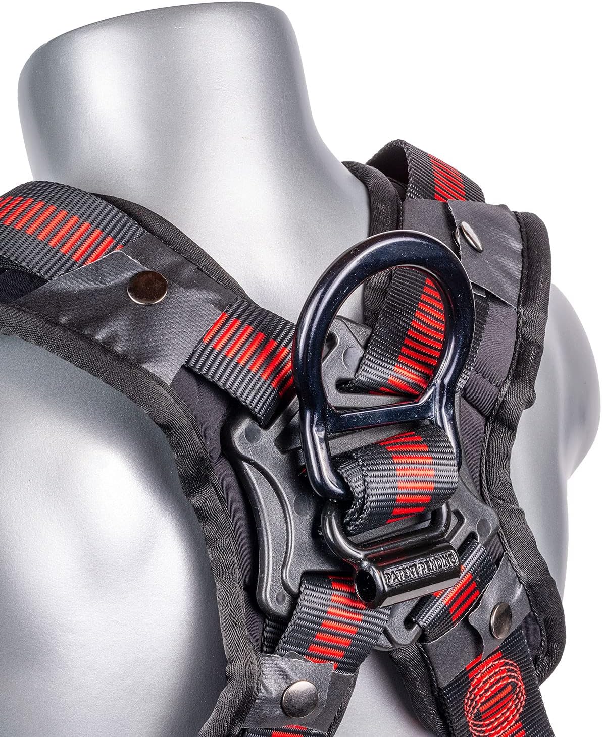 KStrong Harness UFH15203GQ Kapture Elite+ Fall Protection 5-Point Full Body Safety Harness, Enhanced Aluminum Dorsal D-Ring Plus, TB Legs, QC Chest, ANSI Compliant, M-L, Red/Black