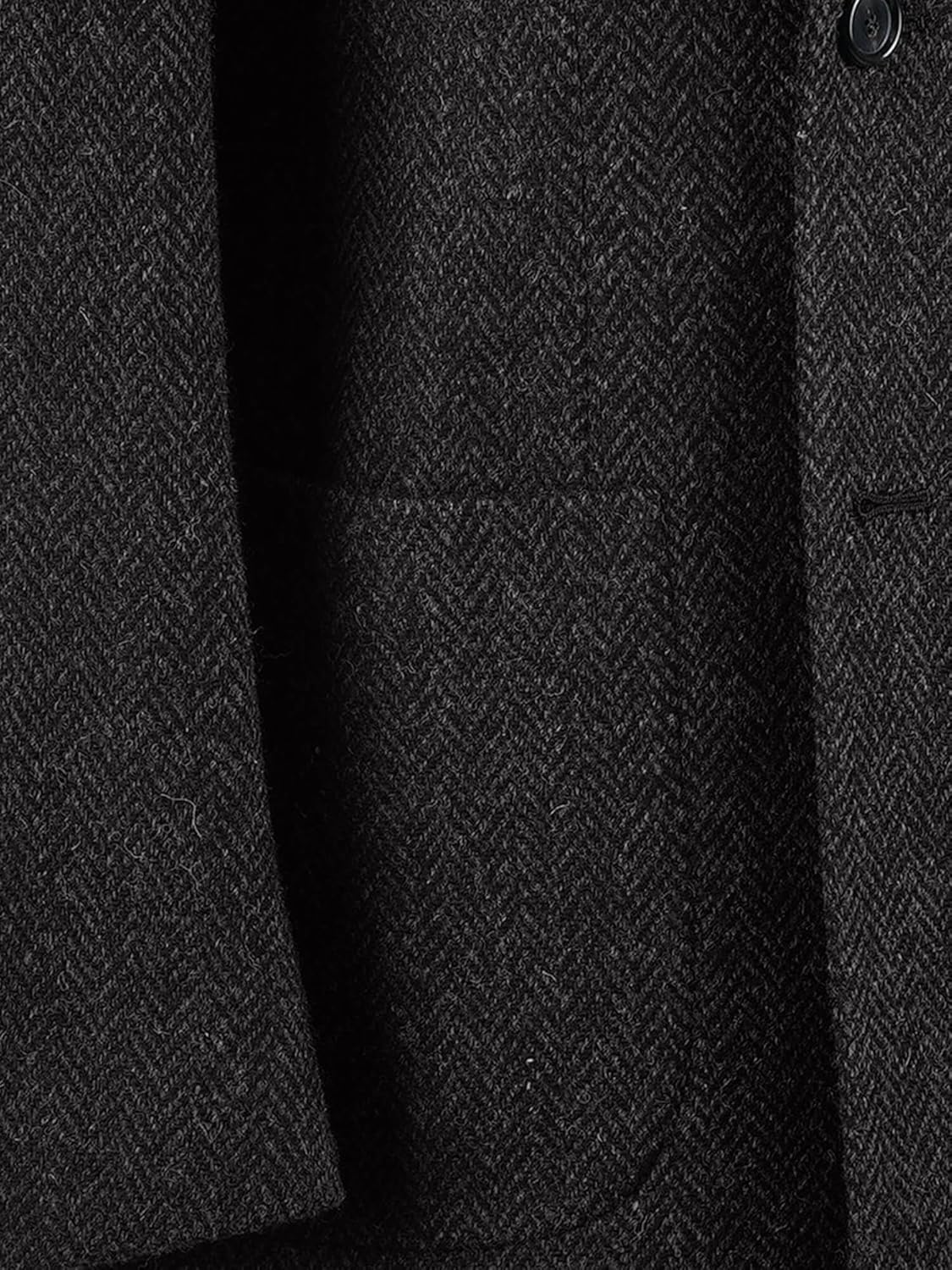 Vintage Herringbone Tweed Blazer British Peak Lapel Woolen Blend Tuxedo Jacket with Pockets