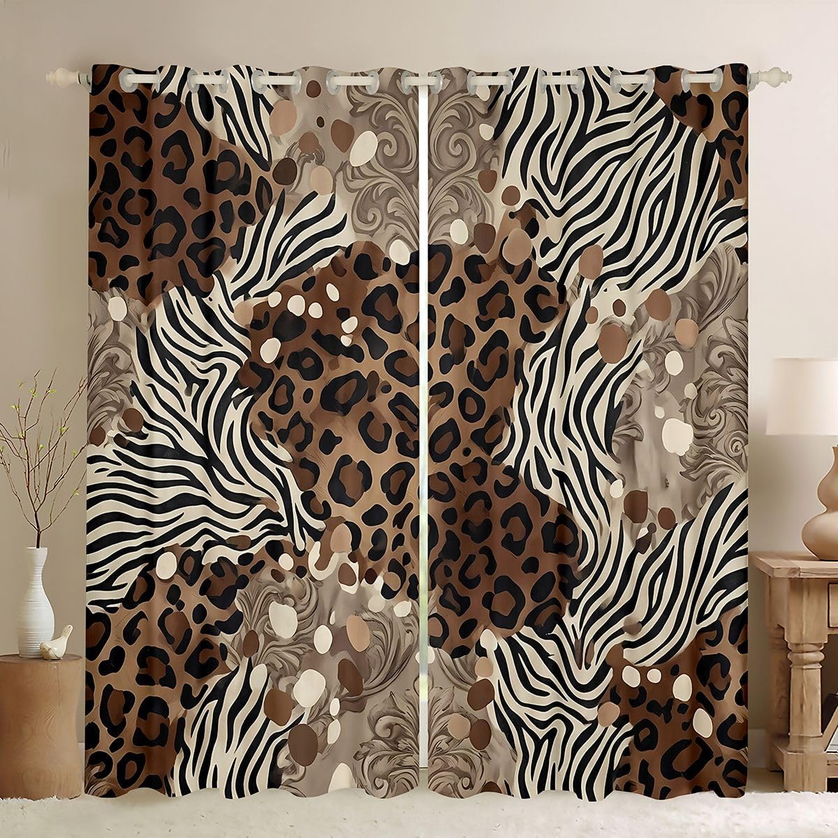 Leopard Print Curtains 2 Panels 38x54 Inch