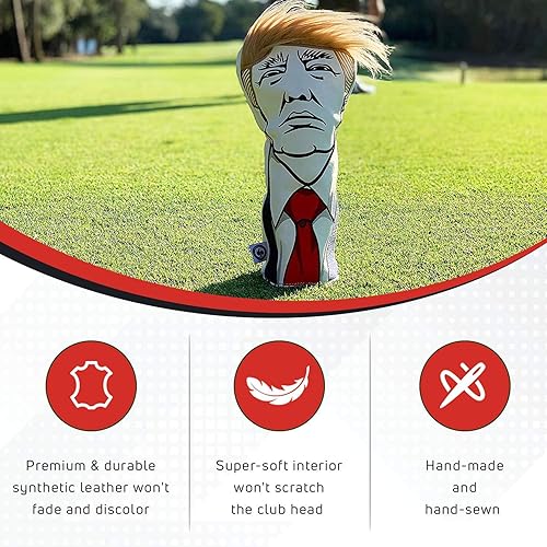 Miniatura 3 de Pins & Aces Keep America Great Premium - Funda para la cabeza del club de golf, cuero de calidad, hecha a mano, divertida cubierta para la cabeza,