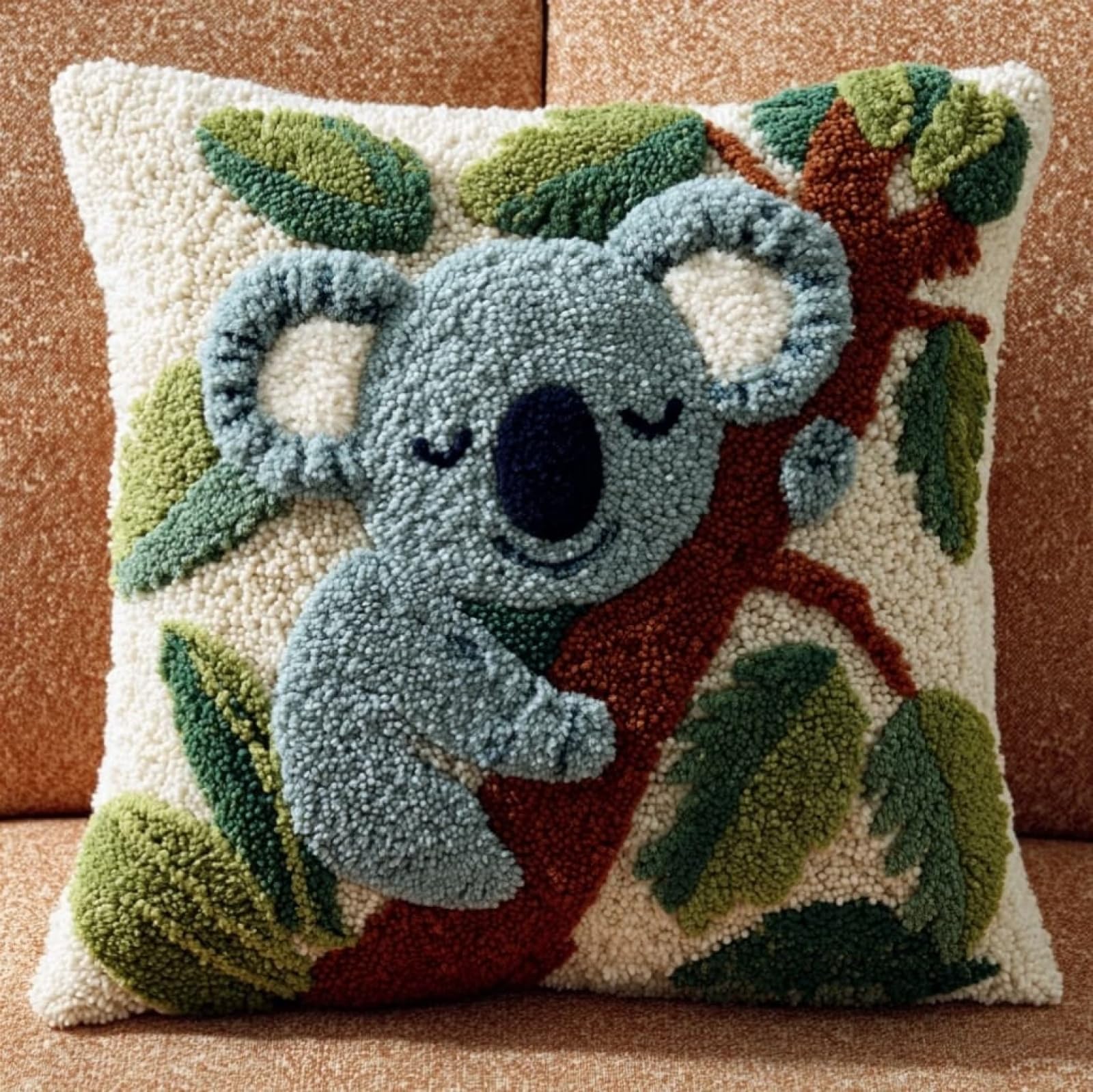 AxiangziK Latch Hook Pillow Case Kits,Animal Koala DIY Latch Hook Cushion Kits Beginners Adults Children Gift Embroidery Home Decoration,17x17inch
