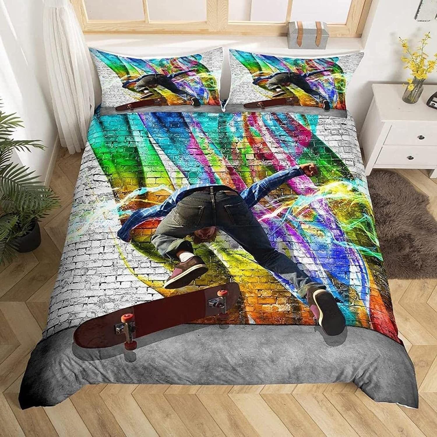 Komplet pościeli 155 x 220 cm, zestaw pościeli z miękkiej mikrofibry z poszewką na kołdrę 155 x 220 + 1 poszewka na poduszkę 80 x 80 cm z zamkiem błyskawicznym, dla dziewcząt i chłopców
