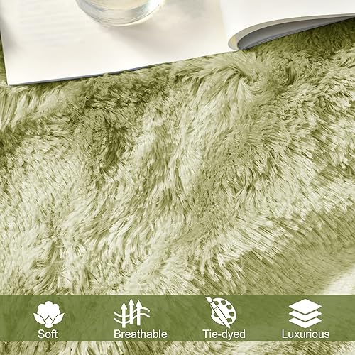 Miniatura 8 de Exclusivo Mezcla Manta de cama de piel sintética tamaño Queen, súper suave, mullida y afelpada, reversible, manta de forro polar Sherpa y mantas