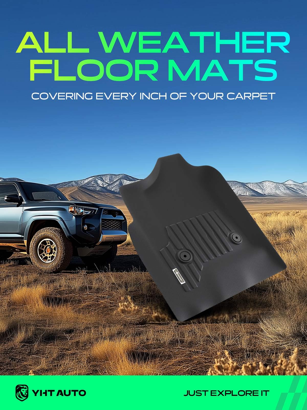 YHTAUTO Tappetini compatibili con Cadillac Escalade Chevrolet Silverado GMC Sierra 2014-2020, tappetini per auto in TPE per tutte le condizioni atmosferiche, impermeabili, antiscivolo, inodore