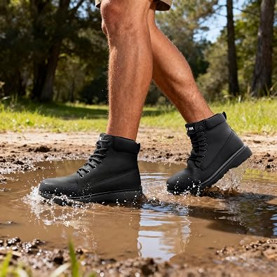 LARNMERN Soft Toe Work Boots Men Waterproof Non Slip Lightweight Shoes