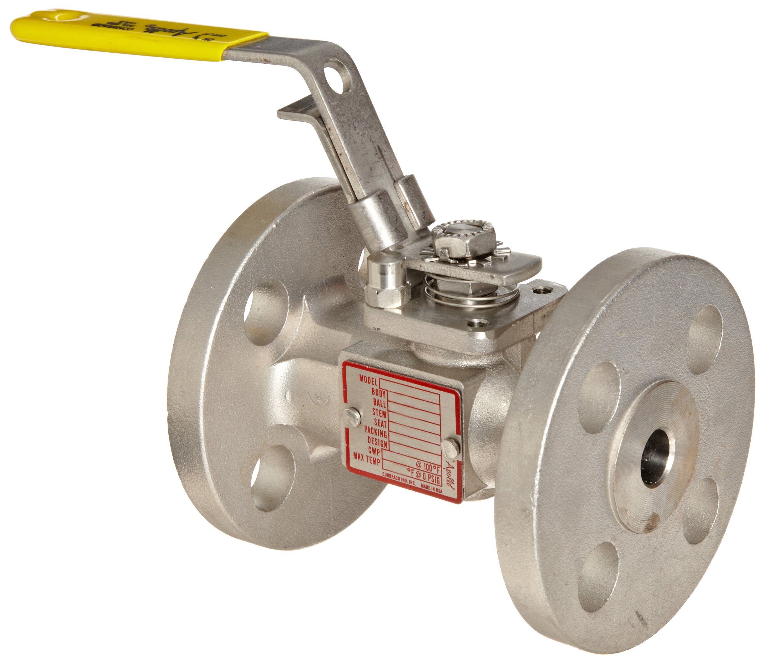 Apollo 87A-200 Series Stainless Steel Ball Valve, Inline, Full Port, Class 150, Handle Adapter, 3