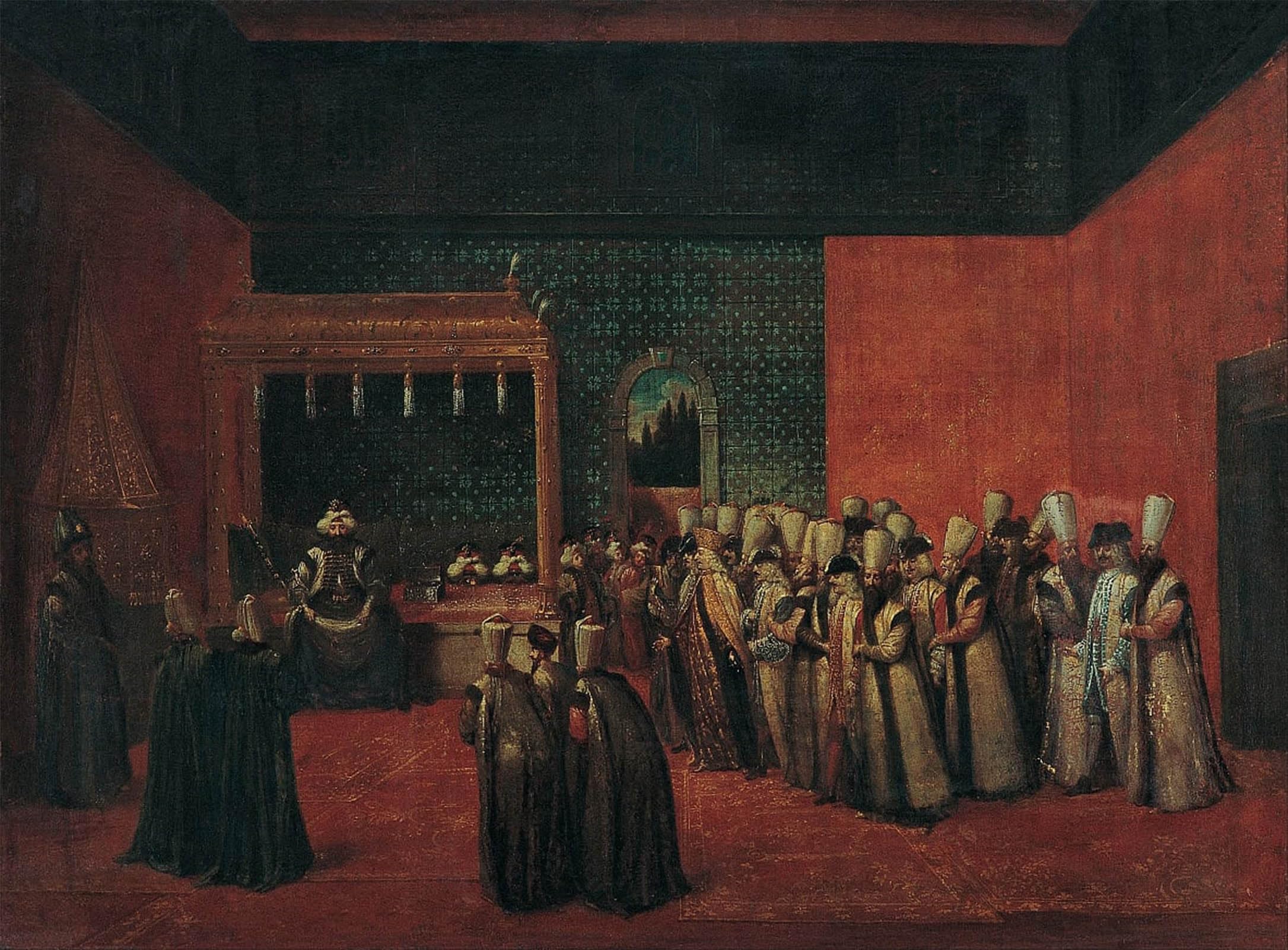 ARTXLXXBN Famous Prints Artwork Pictures Poster Painting Art Sultan Ahmet Iii Receiving a European Ambassador by Jean Baptiste Vanmour Artwork Landscape Pictures for Home Decor 60x90cm
