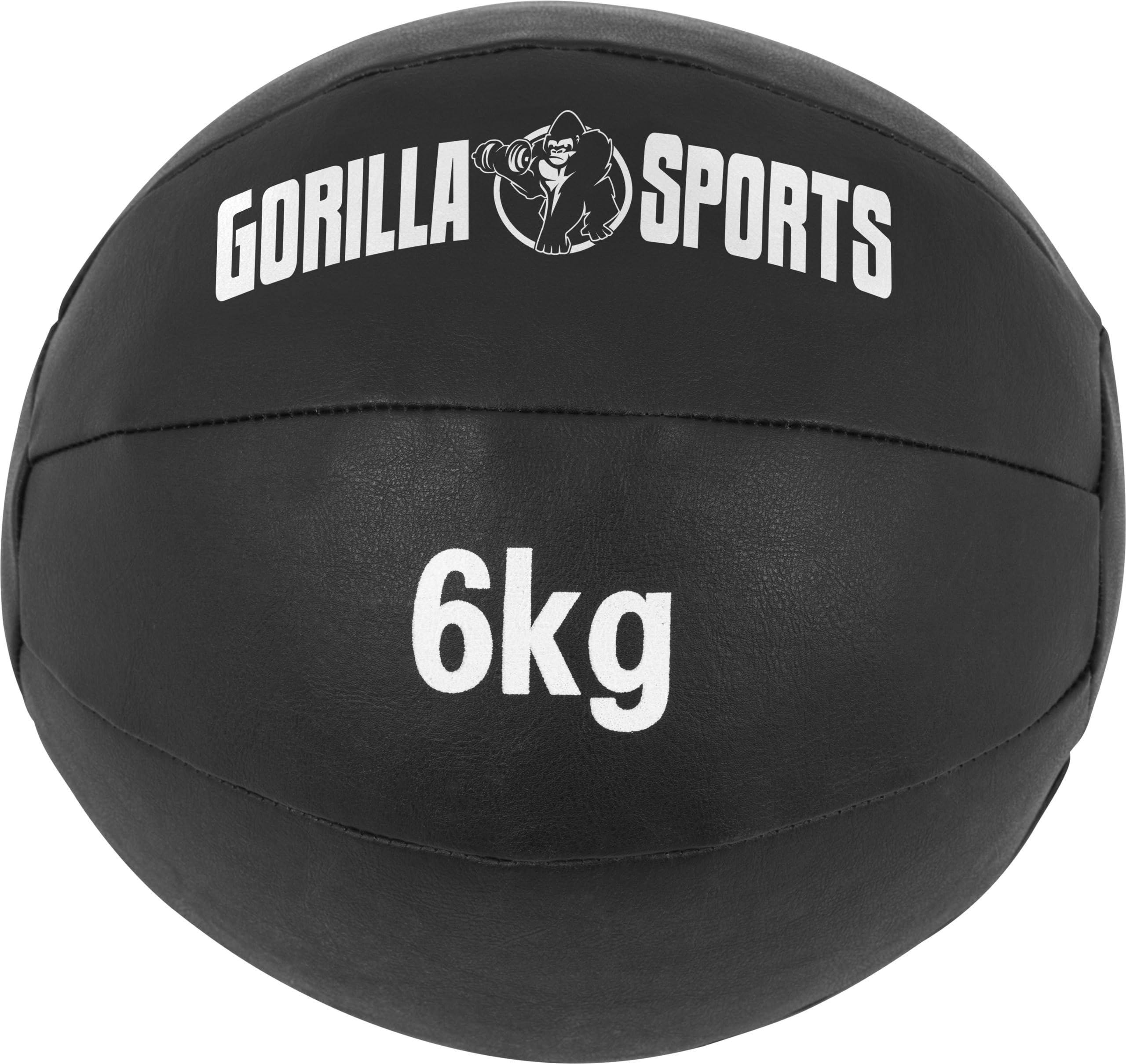 GORILLA SPORTS® Medizinball - 1kg, 2kg, 3kg, 4kg, 5kg, 6kg, 7kg, 8kg, 9kg, 10kg Gewichte, Einzeln/Set, 29cm, aus Leder, Schwarz - Trainingsball, Fitnessball, Gewichtsball, Slam Ball