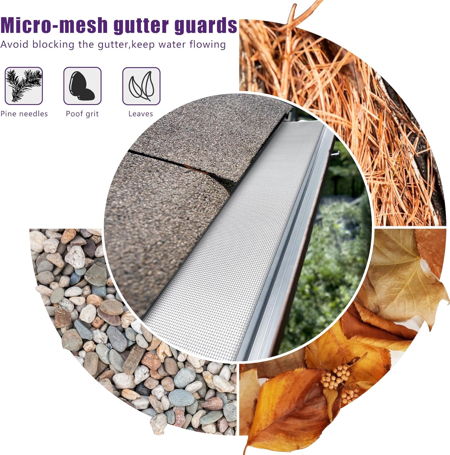 Mxclimate 5" Gutter Guard, 48FT Stainless Steel Micro-Mesh Gutter Cover with Heavy-Duty Aluminum Frame - DIY Easy Installation, Leaves & Debris Protection, Fits 5 Inch Traditional Roof Gutters Type