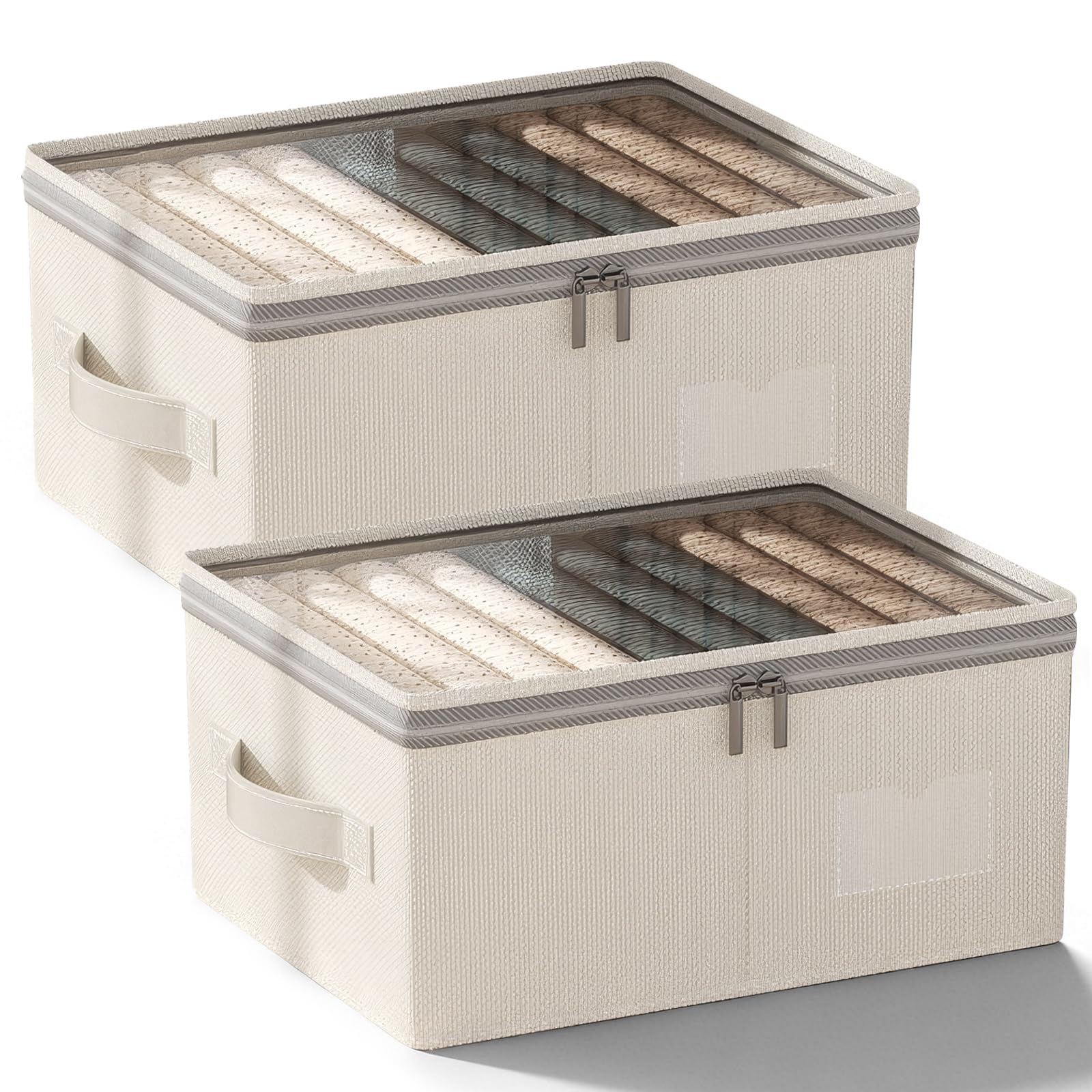 Clothes Storage Boxes with Lids, 2PCS Large Storage Bags 40 X 30 X 20cm