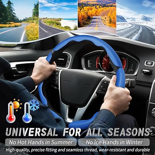 Vista 89 de WOCOCN 2 fundas para volante de automóvil, protector antideslizante de fibra de carbono para hombres y mujeres, múltiples opciones de color, Beige