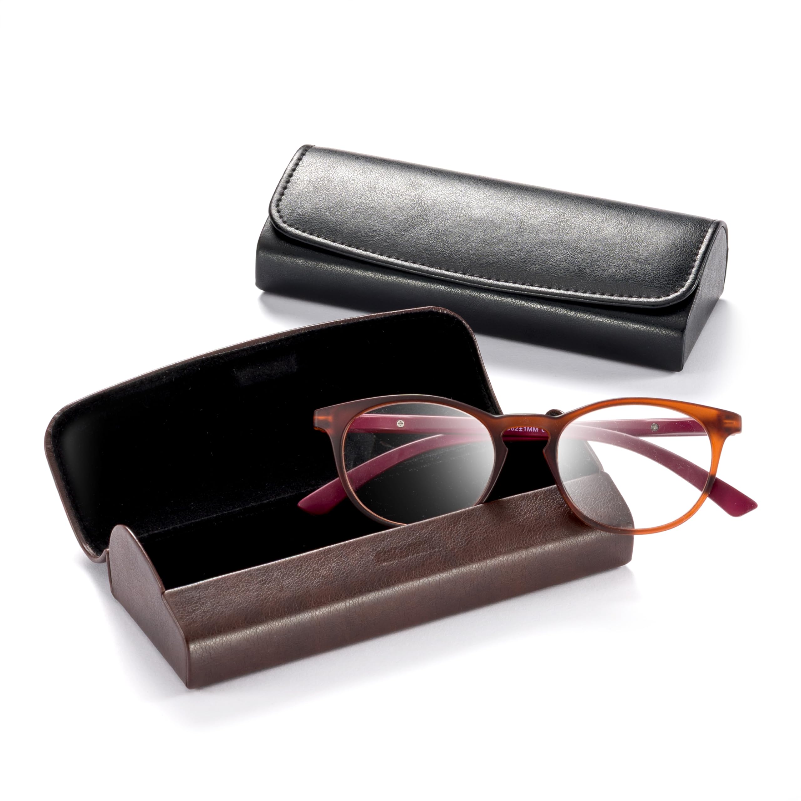 FEFI Etui na okulary Hardcase – ochrona premium dla Twoich okularów – sztuczna skóra o wyglądzie szlachetnej skóry, miękka aksamitna wyściółka wewnętrzna – zamknięcie na magnes, klasyczne i eleganckie