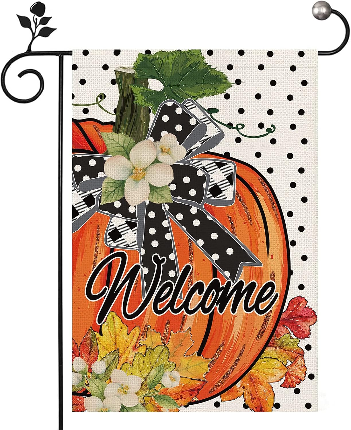 Welcome Garden Flag Fall Pumpkins 12×18 Inches Double Sided Burlap Fall Maple Leaf Decorative Thanksgiving Harvest for Home Yard Outdoor
