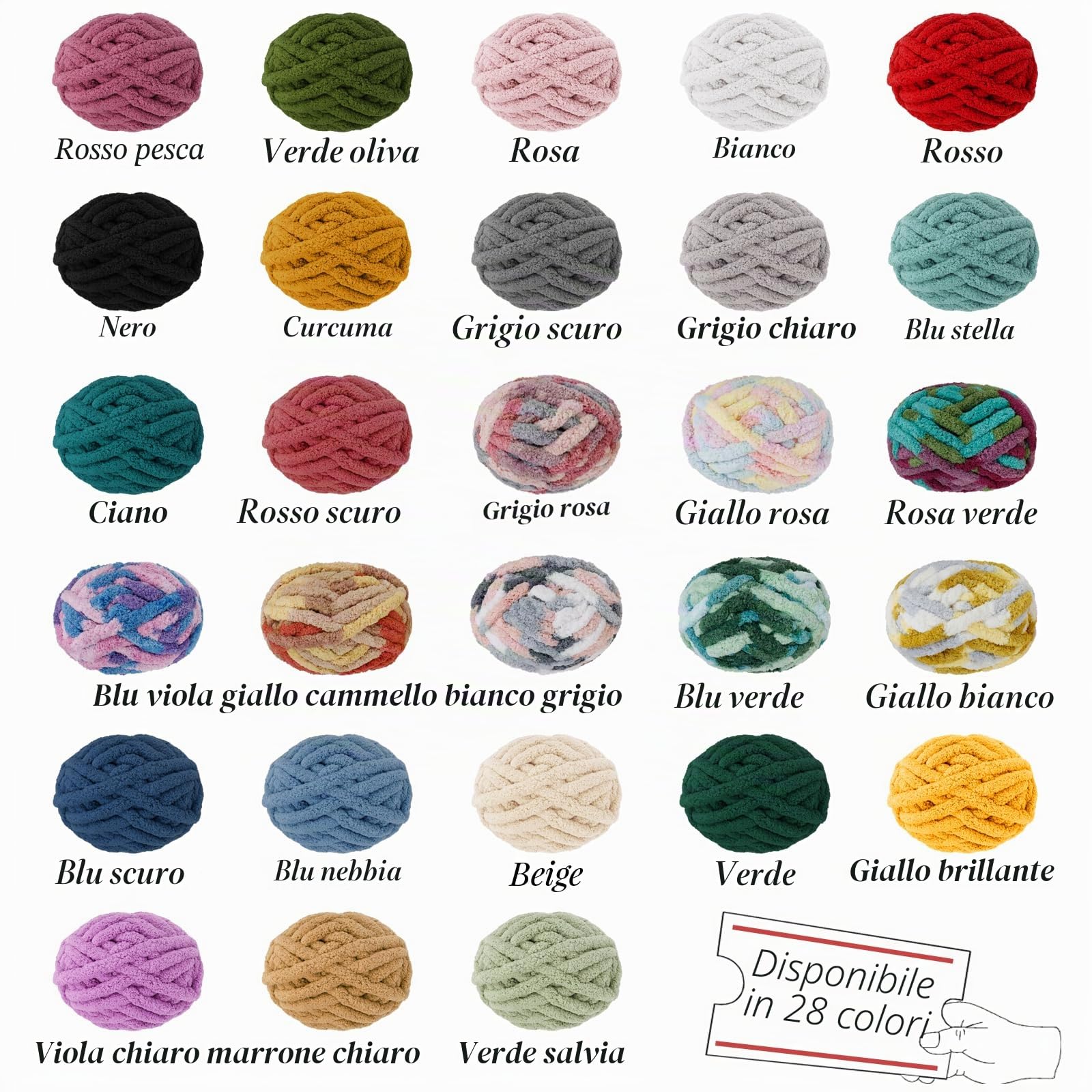 2pz Fettuccia per Borse a Uncinetto 2cm x 25.6m Filato Gigante Ciniglia Gomitoli Filo Cotone Grosso 226g Chunky Yarn Filati per Borse Uncinetto, Coperte, Letto per Cani