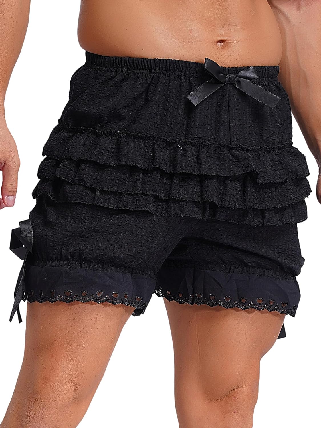 ACSUSS Maid Ruffle Shorts for Men Tiered Bloomers Panties Booty Shorts Pettipants Pants