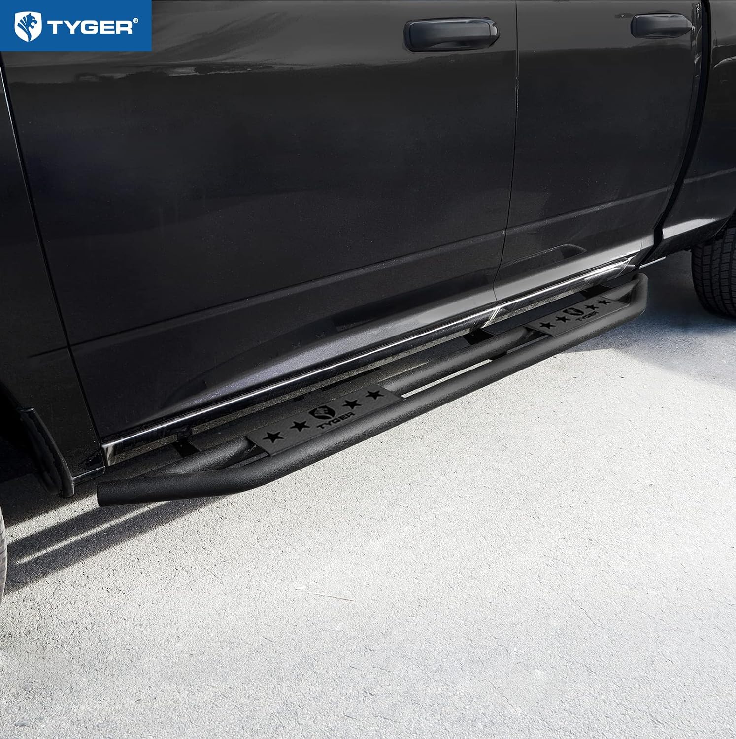 Tyger Auto Star Armor Compatible with 2009-2018 Dodge Ram 1500; 2019-2023 Classic | Quad Cab | TG-AM2D20038 | Side Step Rails Nerf Bars Running Boards