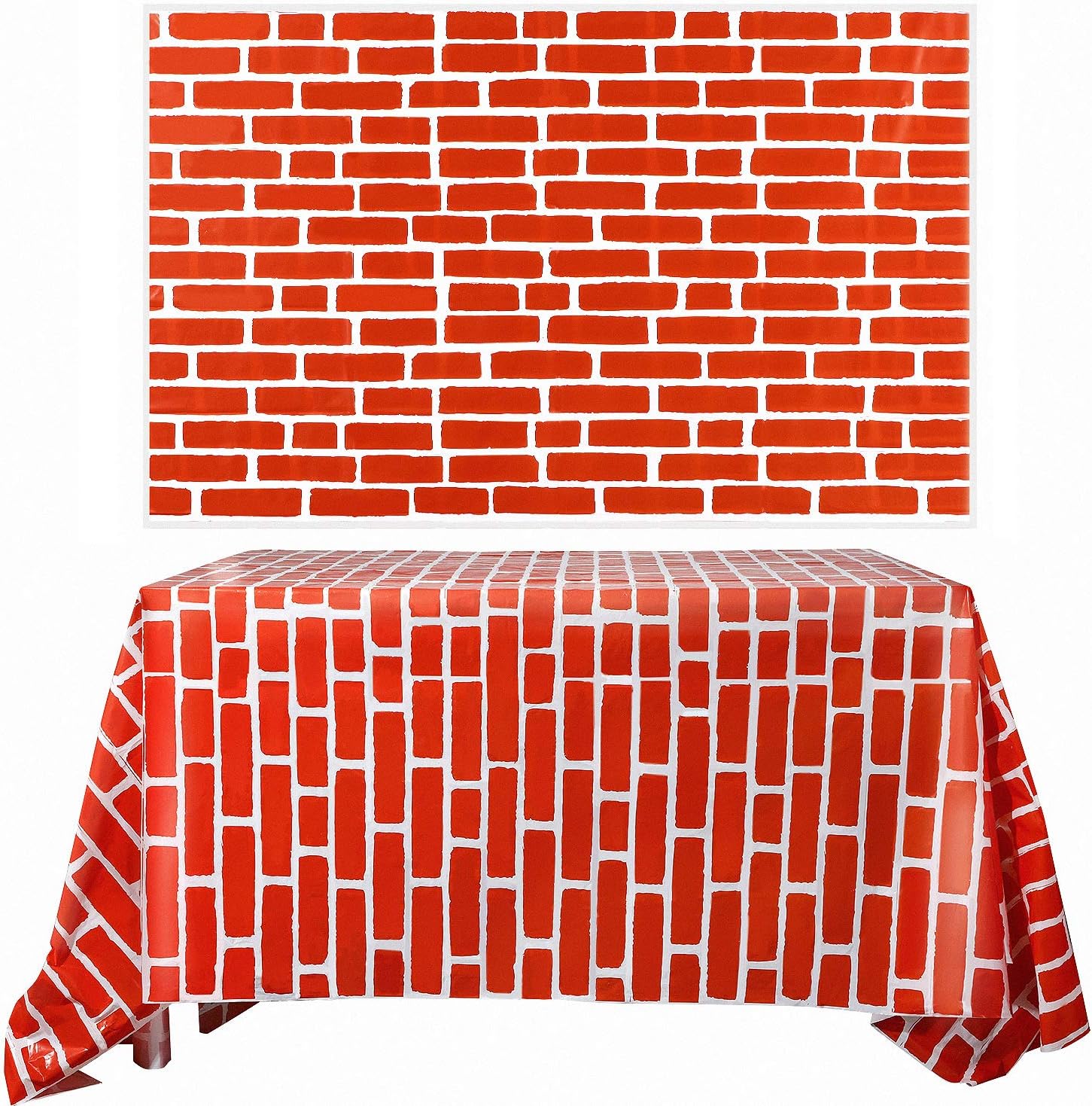 Chuangdi 2 Sheets 4.5 x 9 Feet Brick Stone Wall Backdrop Stone Wall Scene Setter Brick Sheet Wallpaper Curtains Door Removable Brick Tablecloth Photo for Winter/Halloween Christmas Party (Red, Brick)
