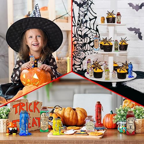 Miniatura 6 de 36 piezas de decoraciones de Halloween para interiores, 6 botellas de poción, 12 calcomanías de Halloween para decoración de Halloween, botellas de