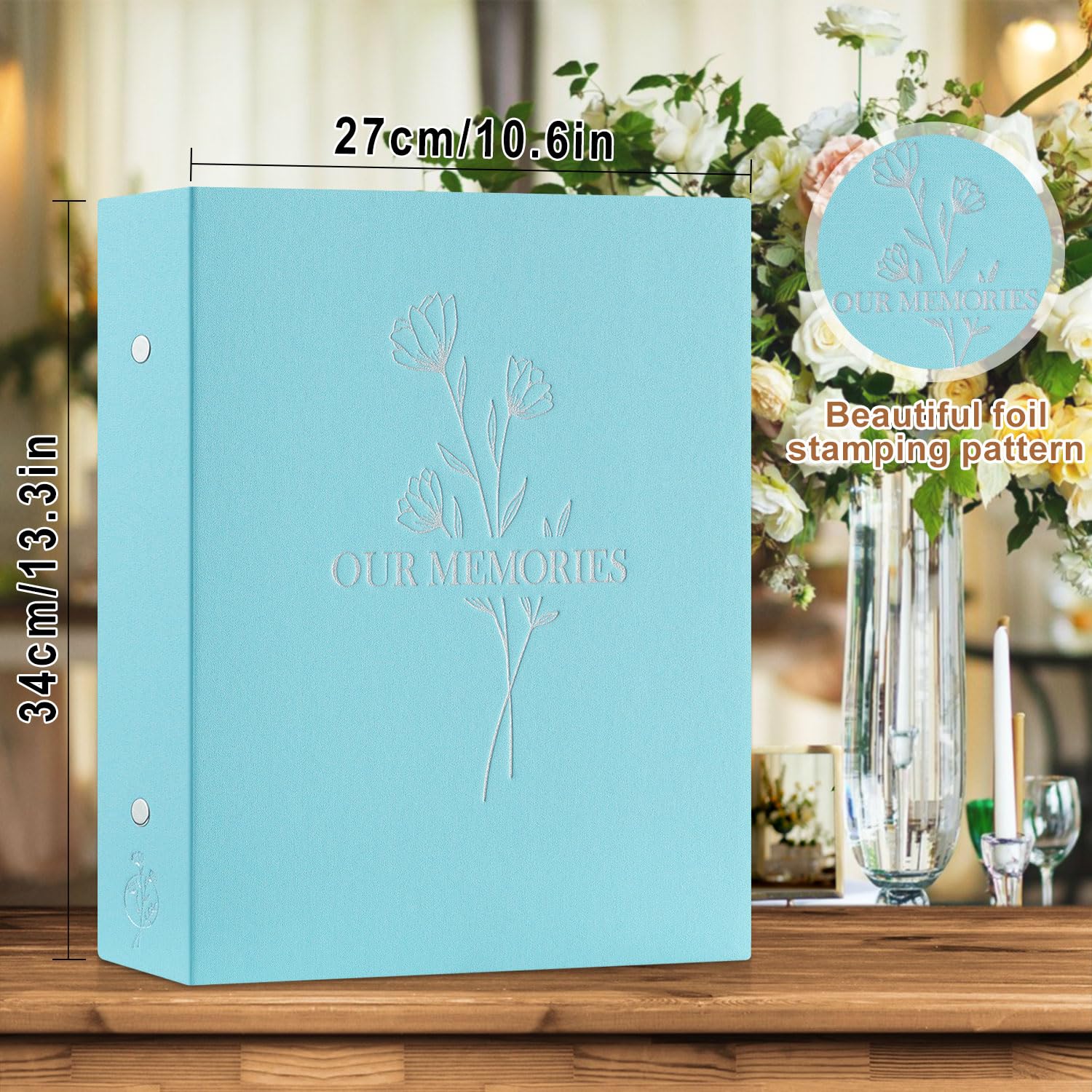 Lanpn Lino Album Fotografico 10x15 400 Tasche, Our Memories Biancheria Porta Foto Album Portafoto Verticale Tascabile Tasca (Teal)