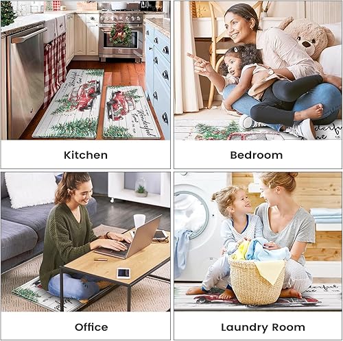 Miniatura 7 de Collive Juego de 2 tapetes de cocina acolchados antifatiga, antideslizantes, impermeables, para el piso, cómodo, resistente, para cocina,