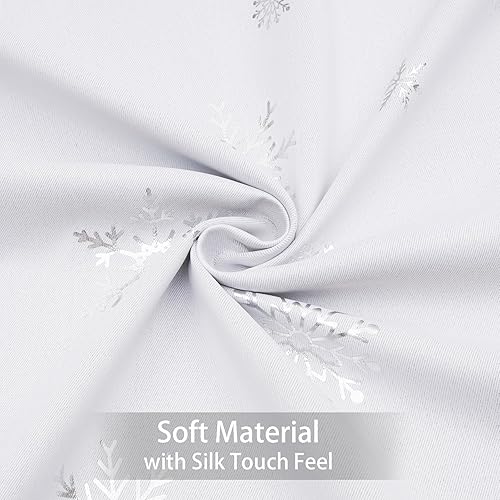 Miniatura 7 de Cortinas de Navidad con estampado de copos de nieve, cortinas opacas con aislamiento térmico para sala de estar y dormitorio, cortinas de ventana