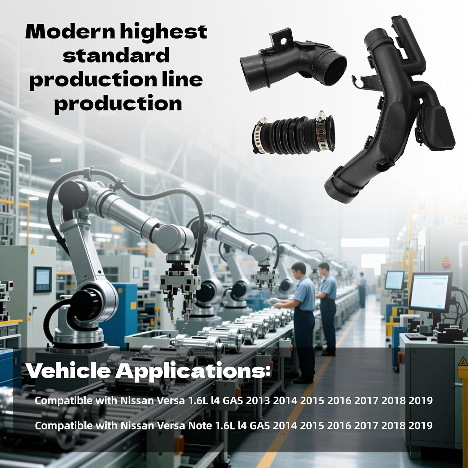 Air Intake Duct Pipe Compatible with Nissan Versa 2013 2014 2015 2016 2017 2018 2019 Fit for Nissan Versa Note 2014-2019 Engine Air Cleaner Intake Duct Resonator Replace 16554-9KA0B 165549KA0B