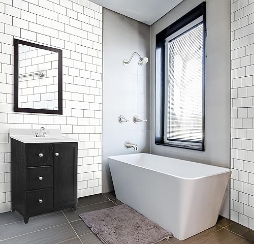 Miniatura 33 de Top de tocador de mármol cultivado de 49 pulgadas con protector contra salpicaduras, paquete mejorado, blanco - Design House, 554634