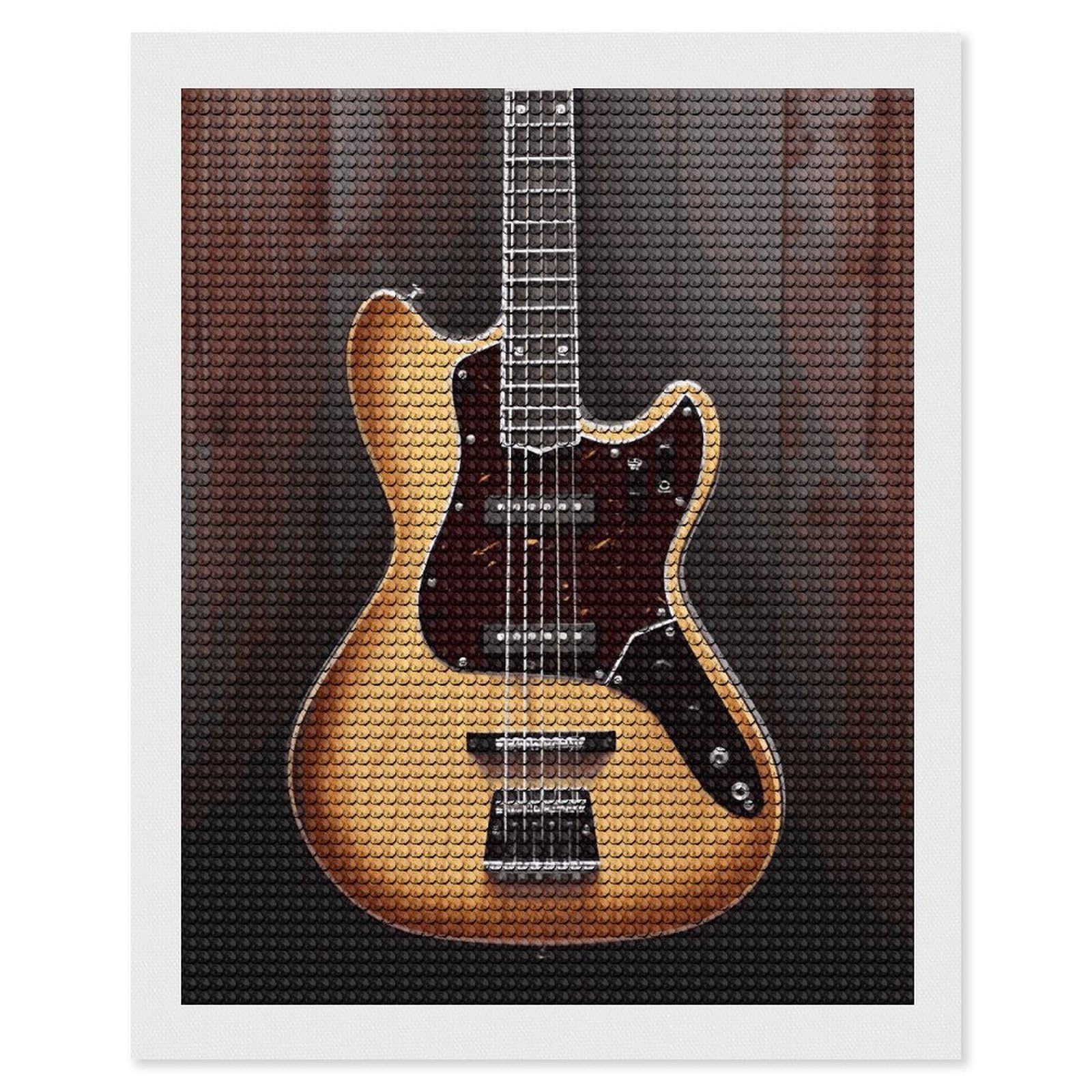 DWVTSLH Guitar Musical Instrument Diamond Painting Kits for Adults, Personalized Diamond Photo Art Full Drill, DIY 5D Diamond Art Painting Kits for Beginners, Home Wall Decor 16"x20"