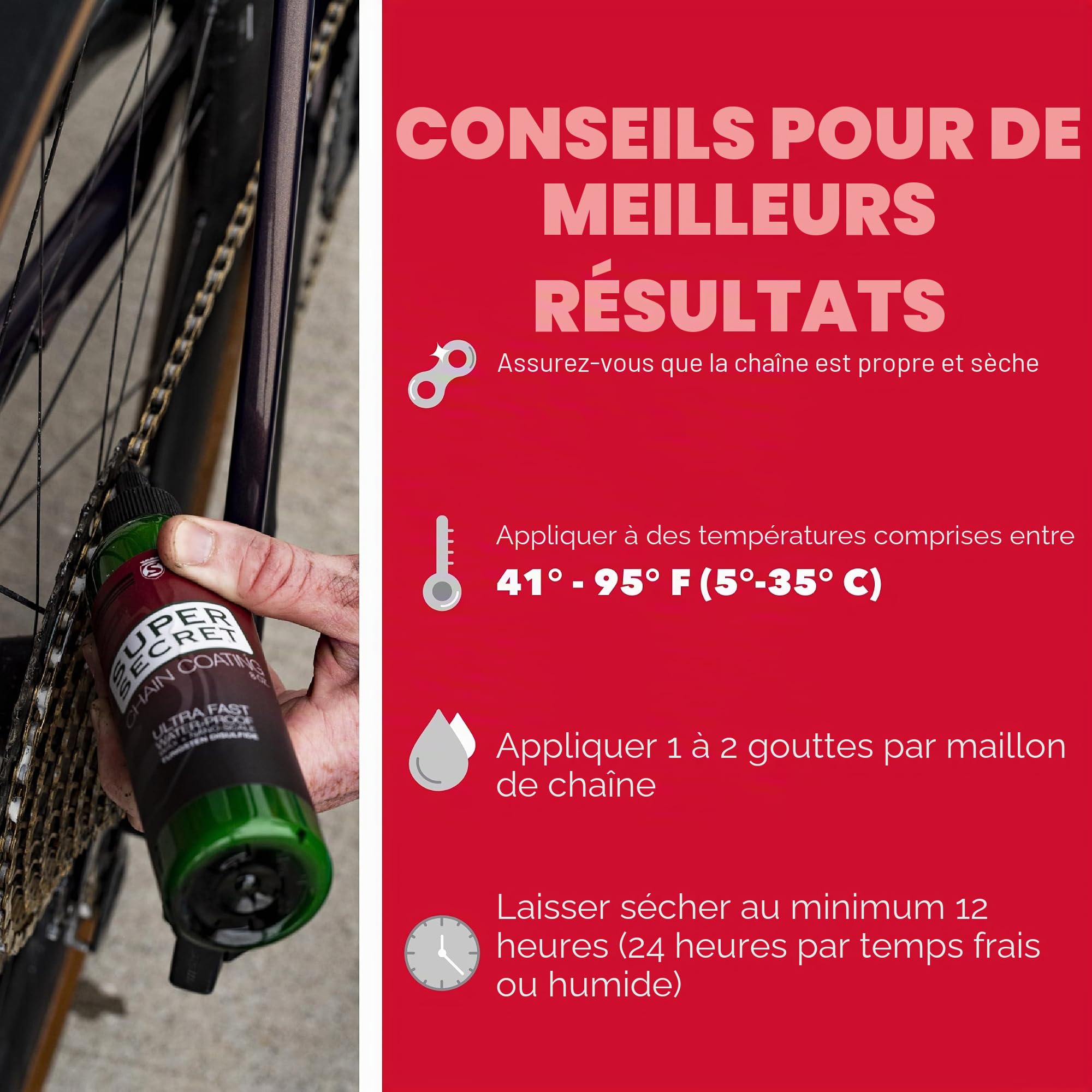 SILCA Lubrifiant pour chaîne de vélo Super Secret | Bouteille de 8 onces | Cire de chaîne liquide pour une extrême douceur et chaîne silencieuse Lubrifiant sec pour chaîne puissance améliorée NOUVEAU