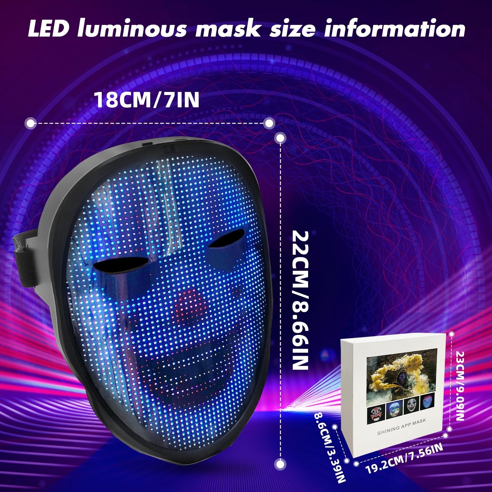 Amazon.com: Zonasyrn LED Mask Light up Mask with Gesture Sensing