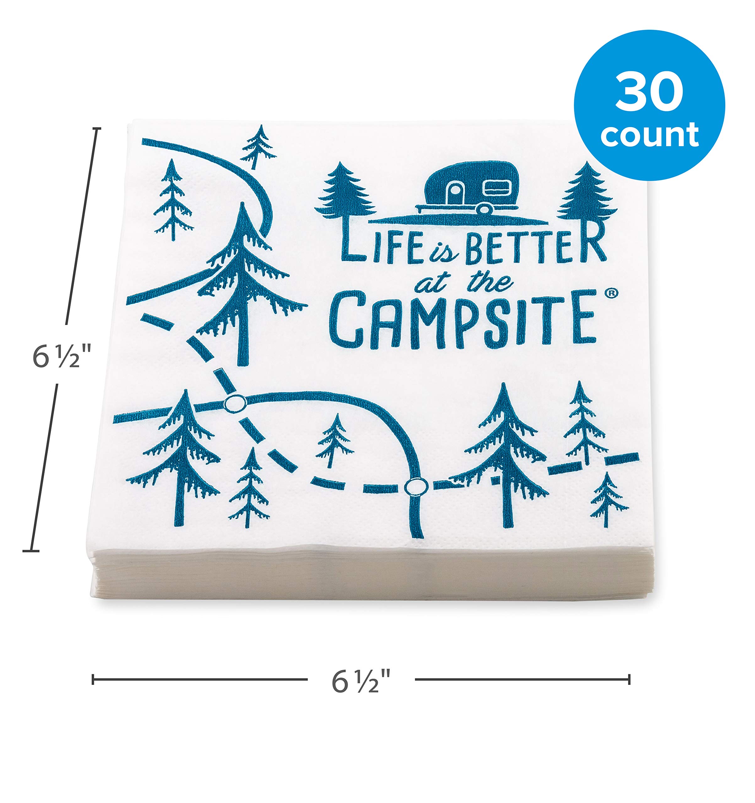 Camco 53375 Life is Better at The Campsite Paper Napkins, Map Design - Great for Everyday Meals and Special Occasions - 2-Ply, 30 Count
