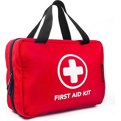 330 Piece First Aid Kit, Premium Waterproof Compact Trauma Medical Kits for Any Emergencies, Ideal for Home, Office, Car, Travel, Outdoor, Camping, Hiking, Boating (Red)
