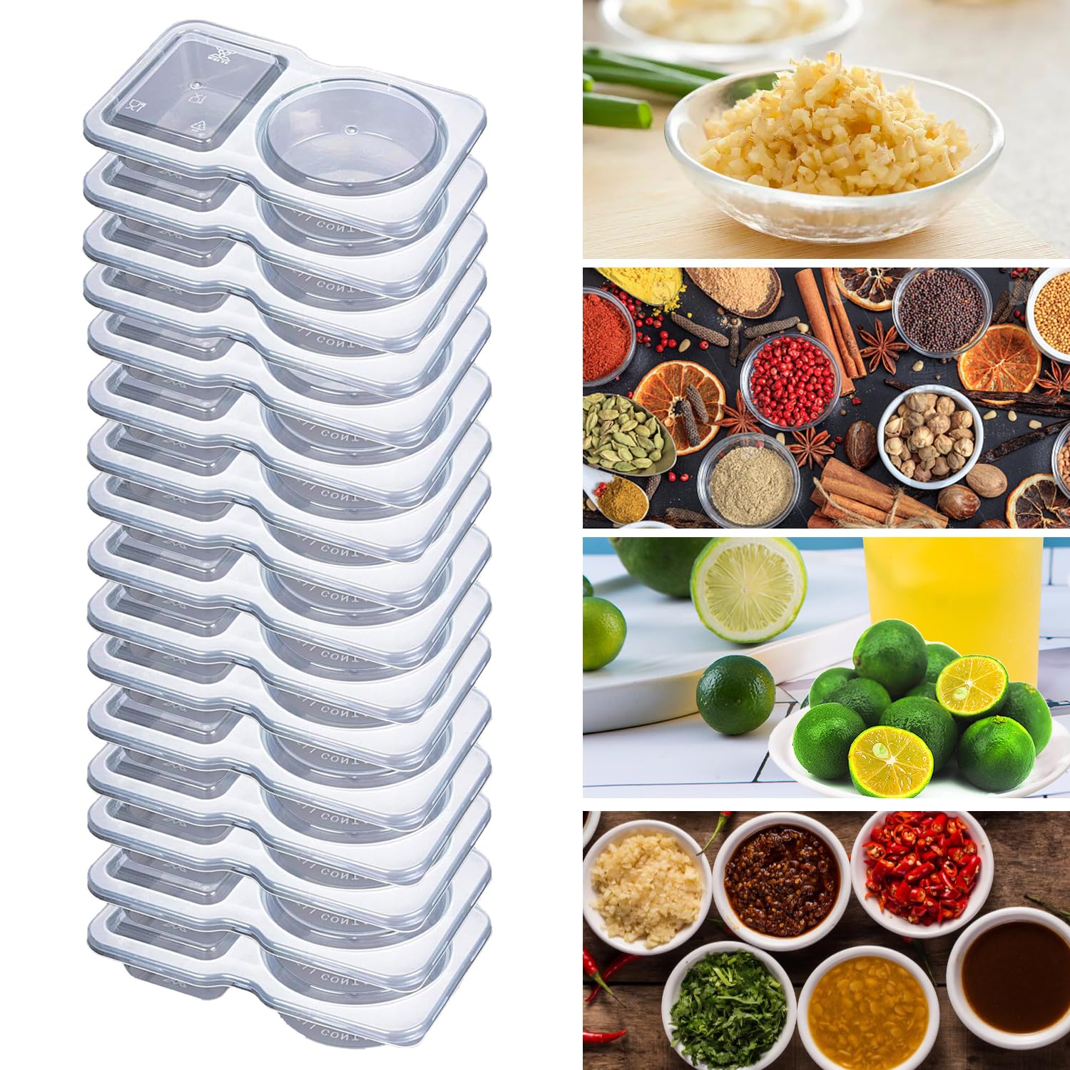 10/20/30/50 Sets Snack Pack Container, Reusable Snack Packs 2 Compartments With Lids, Disposable